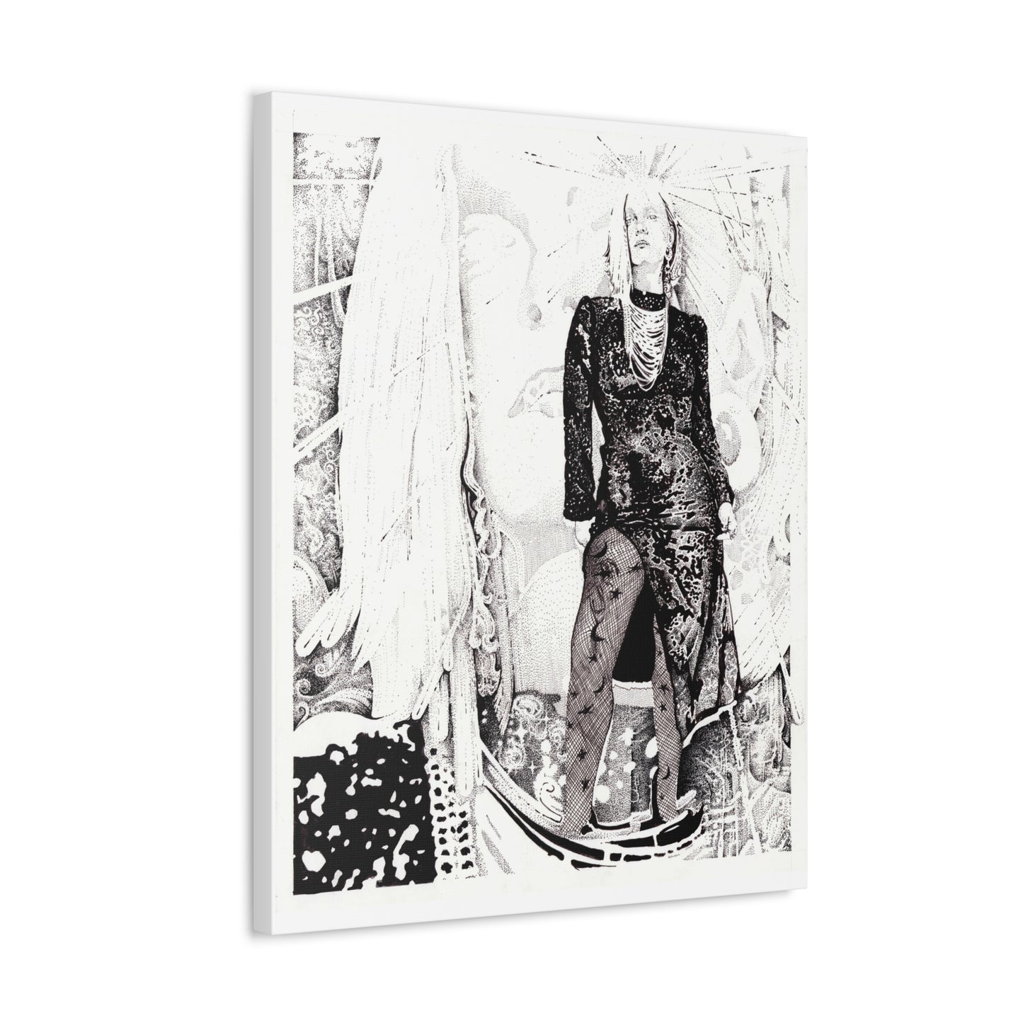 Noire Artistic Stretched Canvas Print, Modern Wall Decor, Black and White Artwork, Home Decor, Unique Gift Idea