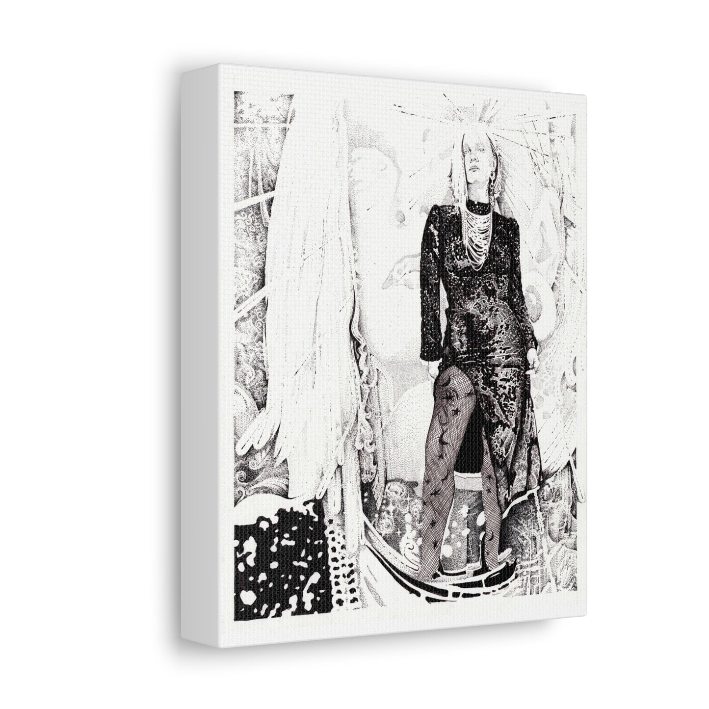 Noire Artistic Stretched Canvas Print, Modern Wall Decor, Black and White Artwork, Home Decor, Unique Gift Idea