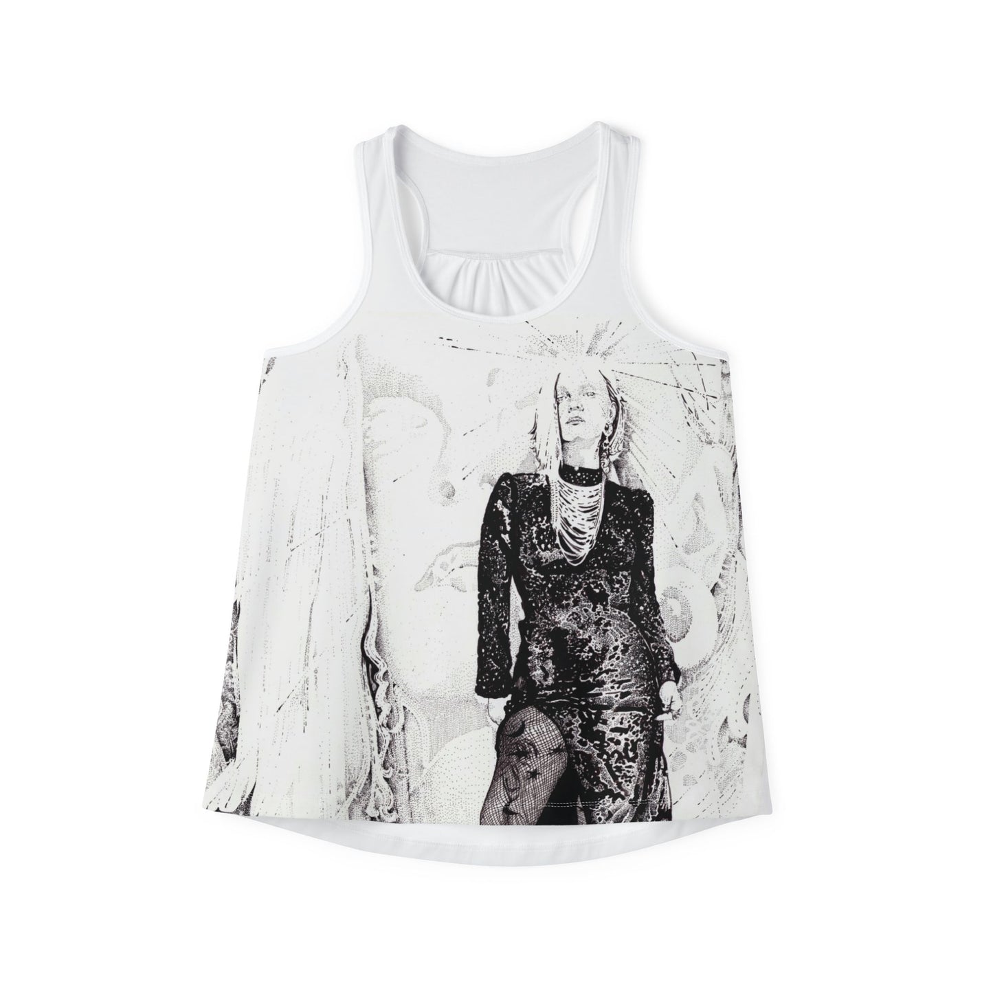 Noire Bohemian Women's Tank Top, front only Artistic Summer Sleeveless Tee, Trendy Casual Wear, Perfect for Festivals, Gifts for Her