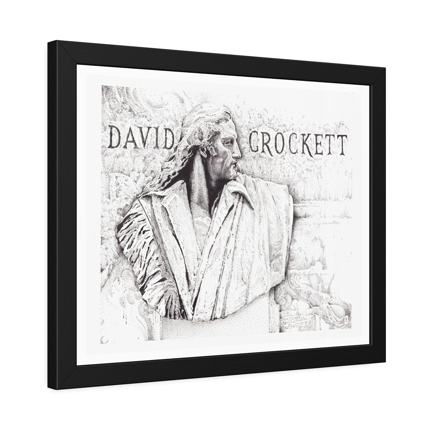 David Crockett Framed Wall Art - Vintage Home Decor - Historical Plaque Print