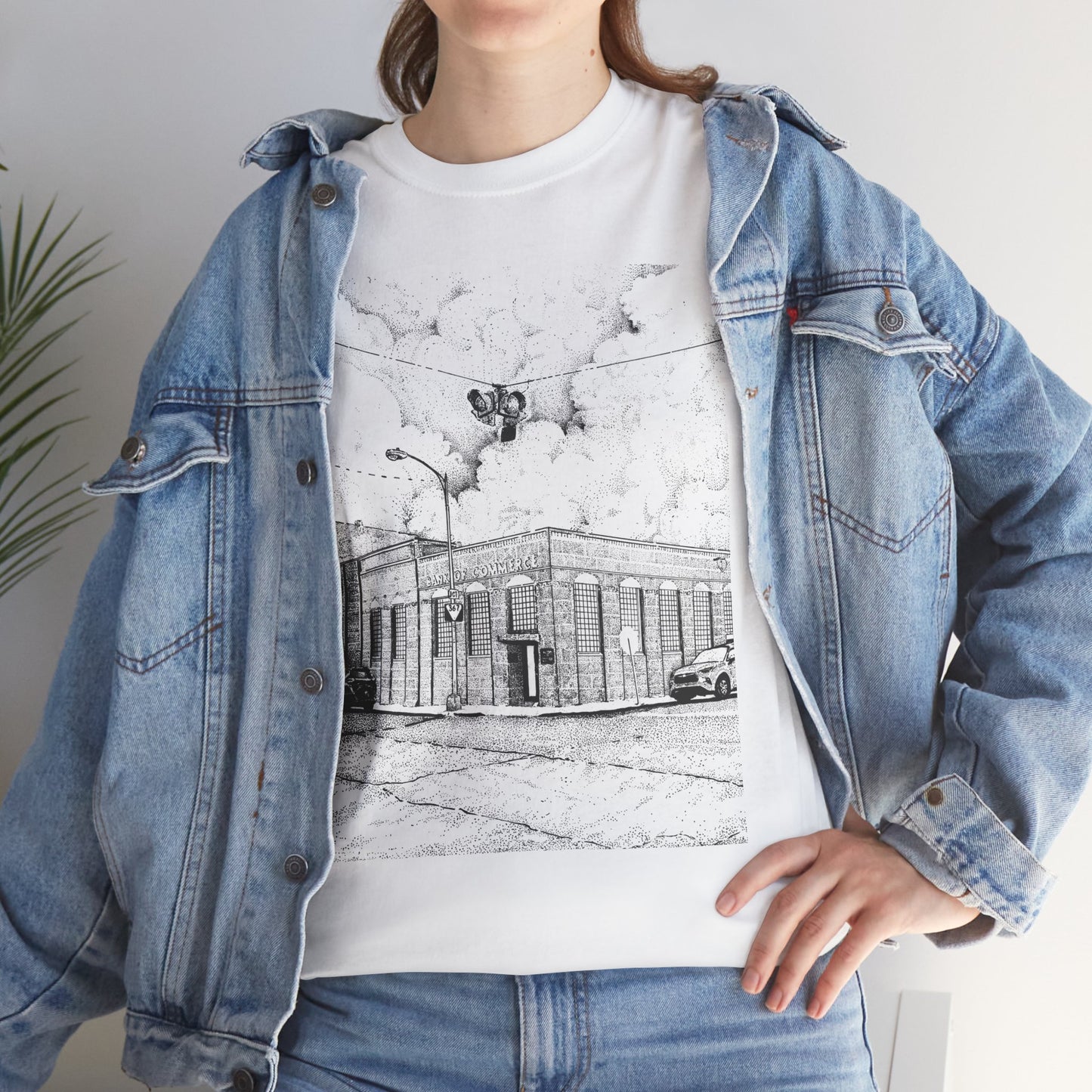 The View from Cotton's (High and Eaton) Unisex Heavy Cotton Tee - Urban Sketch Design