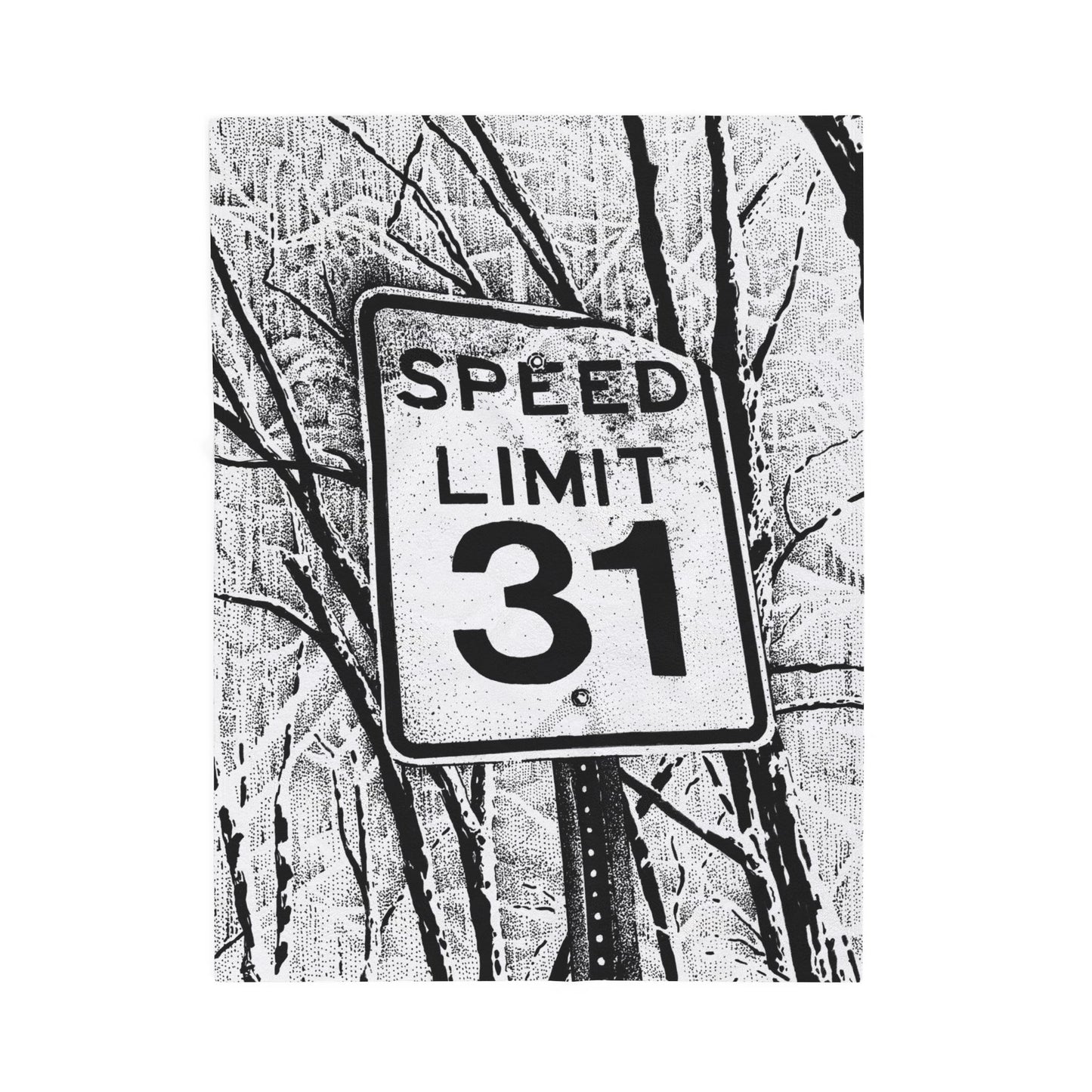 Speed Limit 31 Cozy Velveteen Plush Blanket with Speed Limit Design