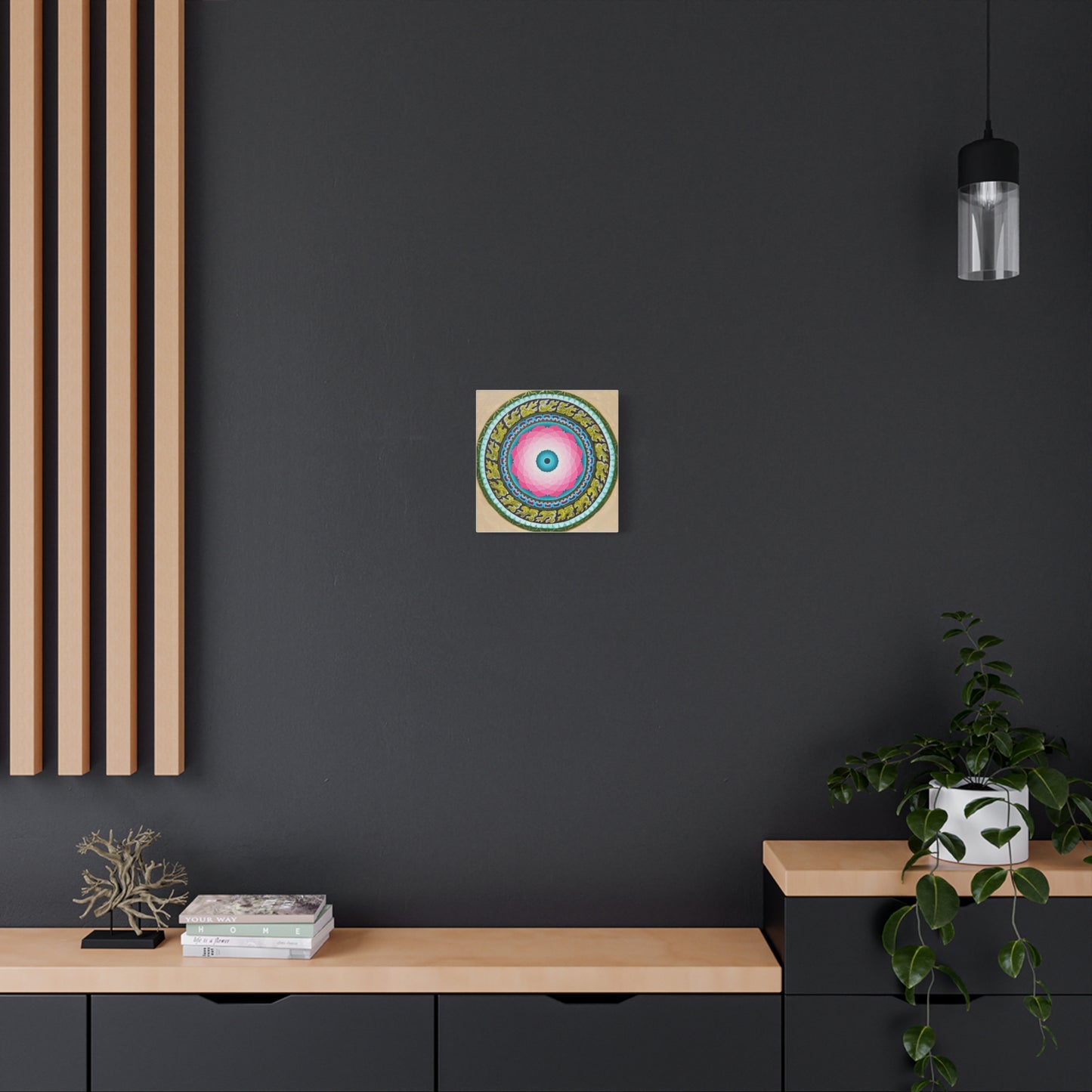 Lotus Mandala Canvas Art - 12" Stretched Wall Decor for Meditation Spaces