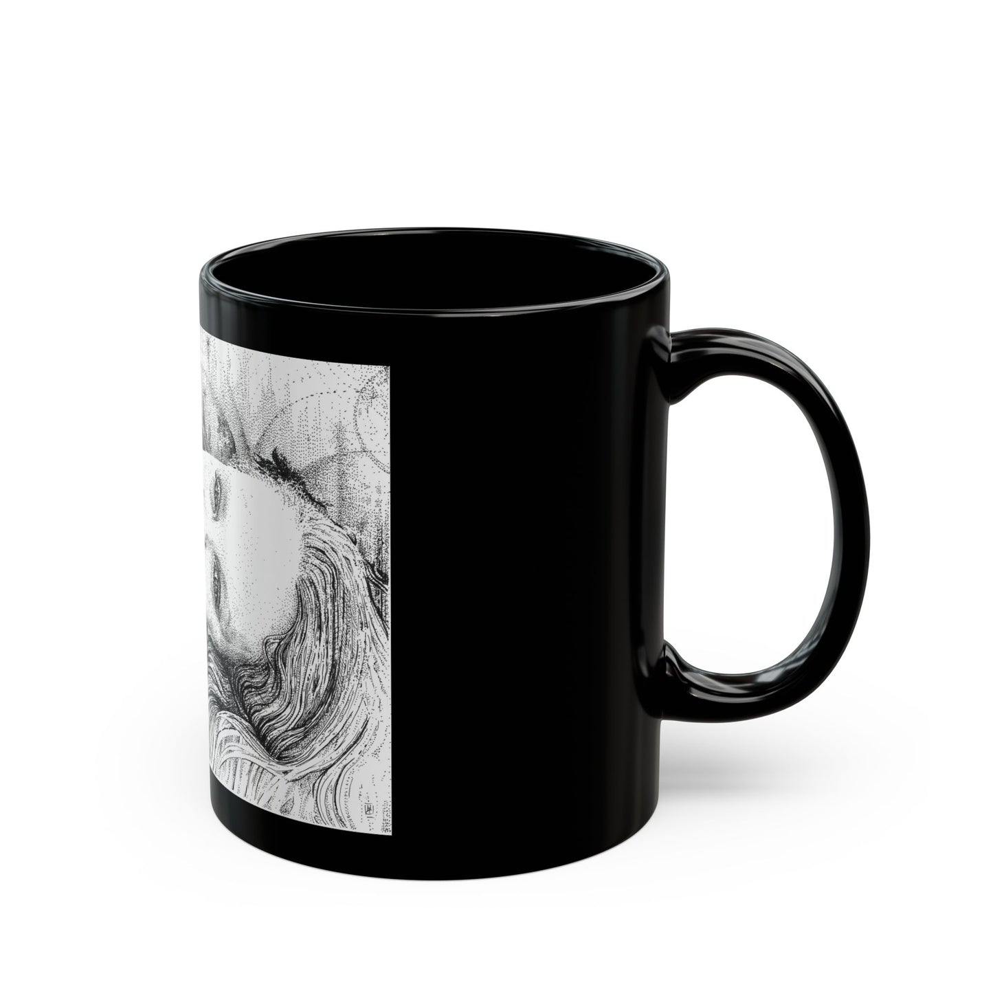 Noire Portrait Black Mug - Hand-Drawn Portrait, Unique Gift for Art Lovers, Home Decor, Coffee Lover's Essential, Creative Kitchenware