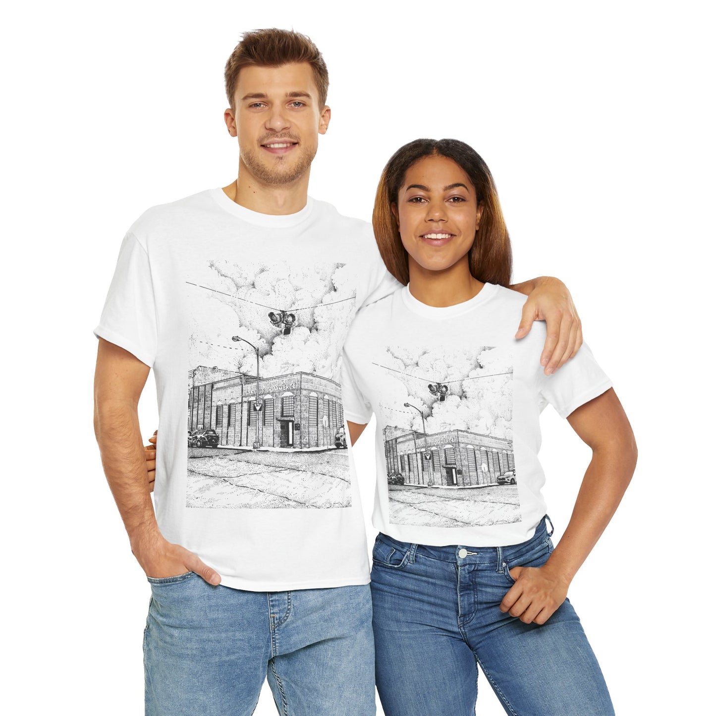 The View from Cotton's (High and Eaton) Unisex Heavy Cotton Tee - Urban Sketch Design