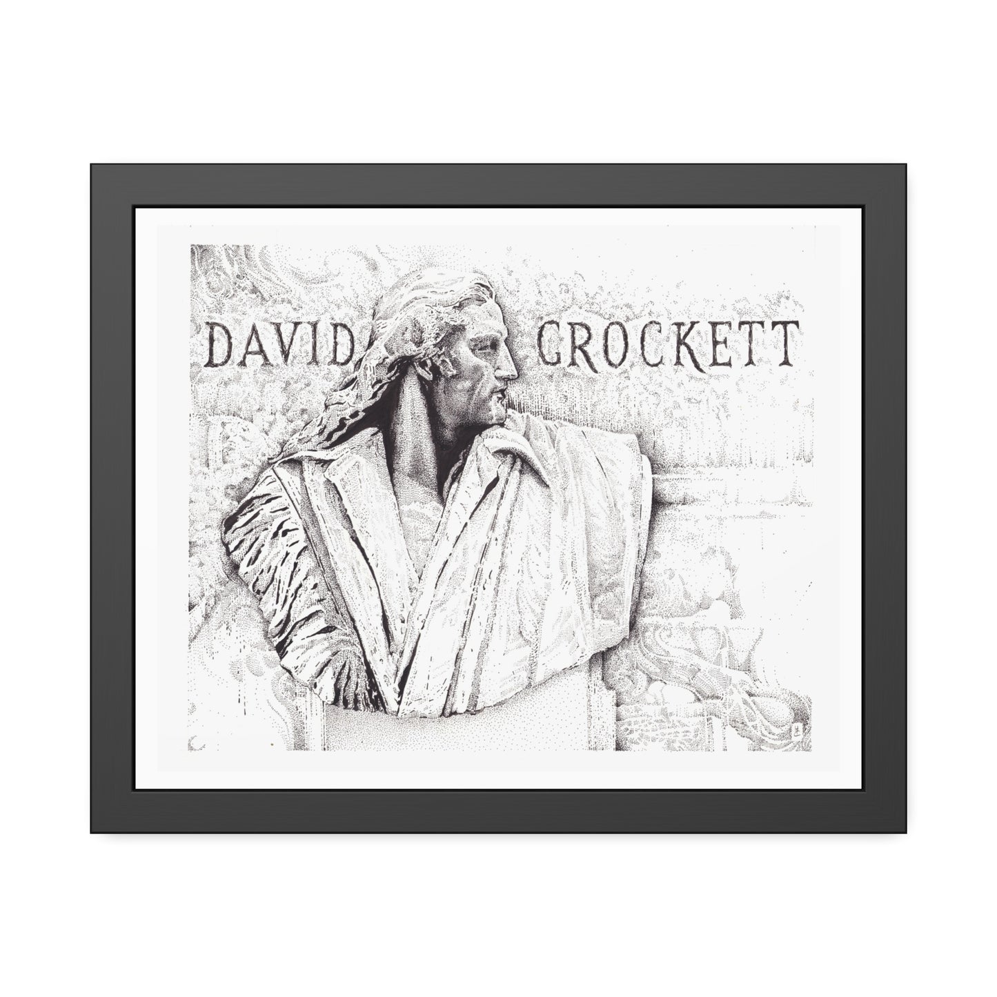 David Crockett Framed Wall Art - Vintage Home Decor - Historical Plaque Print