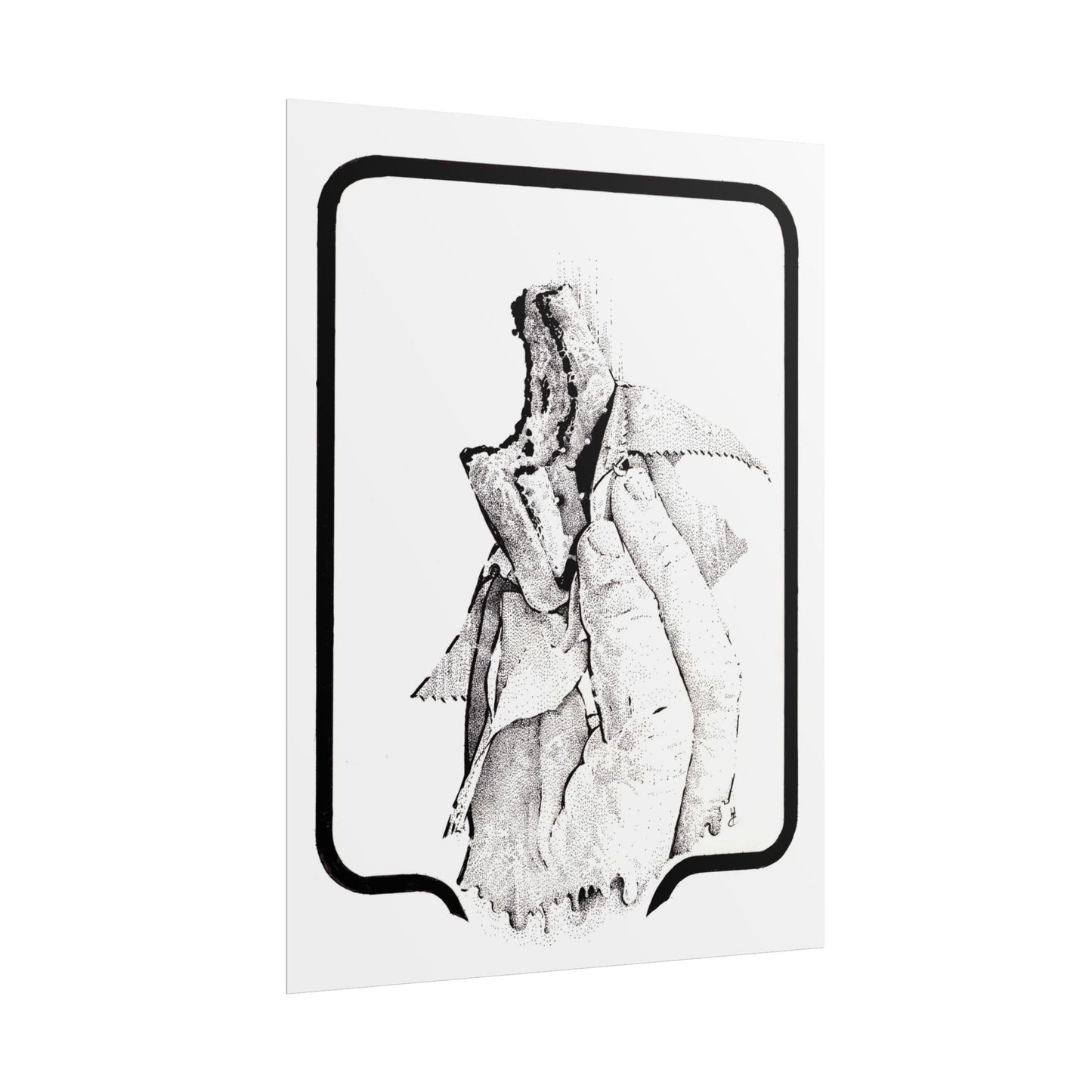 Artistic Rolled Poster - Hand Holding an Ice Cream Sandwich Illustration