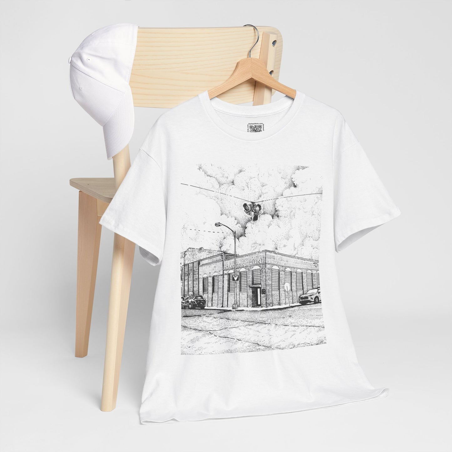 The View from Cotton's (High and Eaton) Unisex Heavy Cotton Tee - Urban Sketch Design