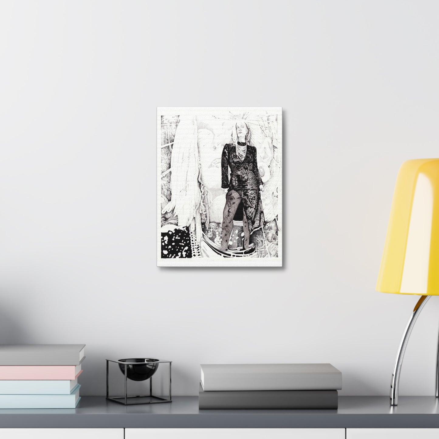 Noire Artistic Stretched Canvas Print, Modern Wall Decor, Black and White Artwork, Home Decor, Unique Gift Idea