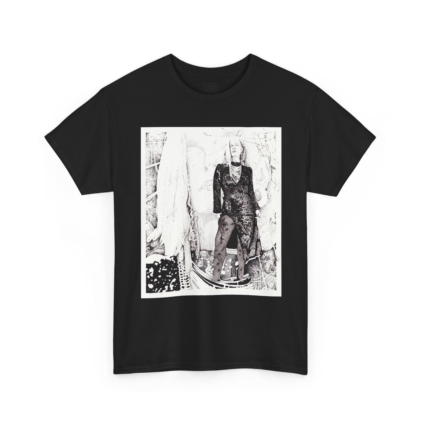 Noire Vintage-Inspired Unisex Heavy Cotton Tee, Soft Graphic Tee, Casual Wear, Artistic Statement Shirt, Gifts for Art Lovers