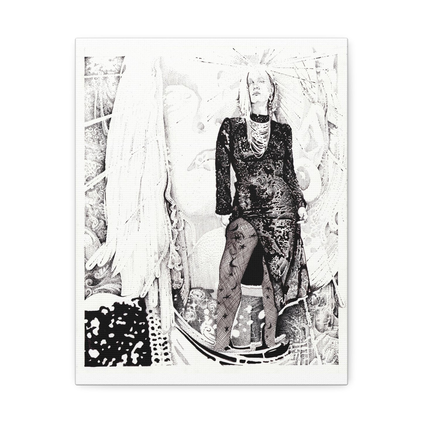 Noire Artistic Stretched Canvas Print, Modern Wall Decor, Black and White Artwork, Home Decor, Unique Gift Idea